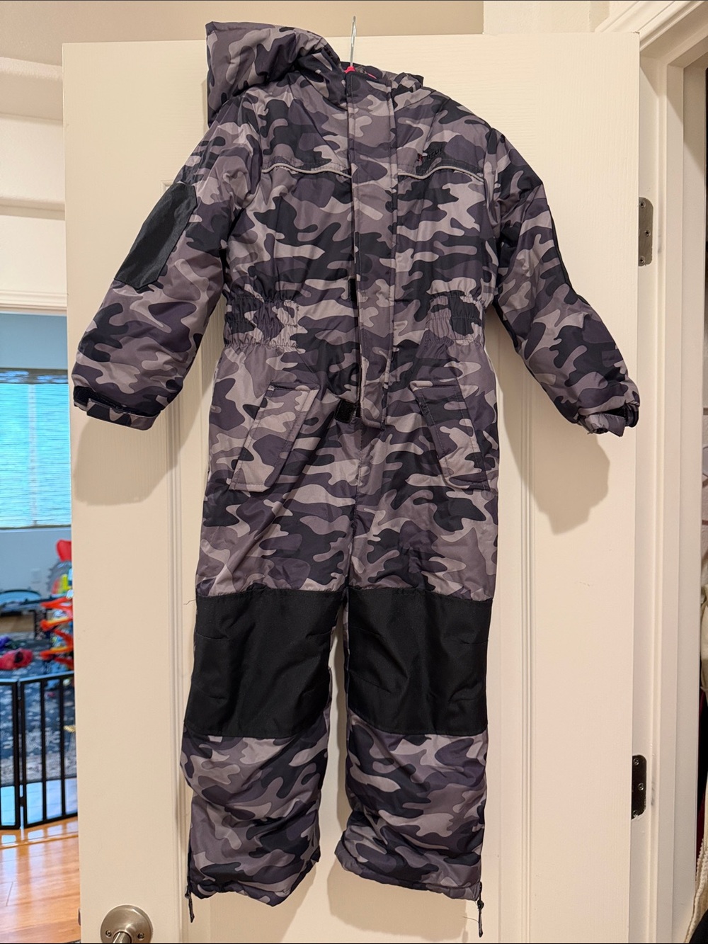 Kids Grey Camo One-Piece Snowsuit